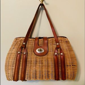 Vintage Straw Bucket Bag